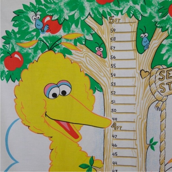 Vintage Sesame Street: Big Bird and Elmo, Growth Chart Fabric Panel 35x46, PBS - Picture 4 of 6
